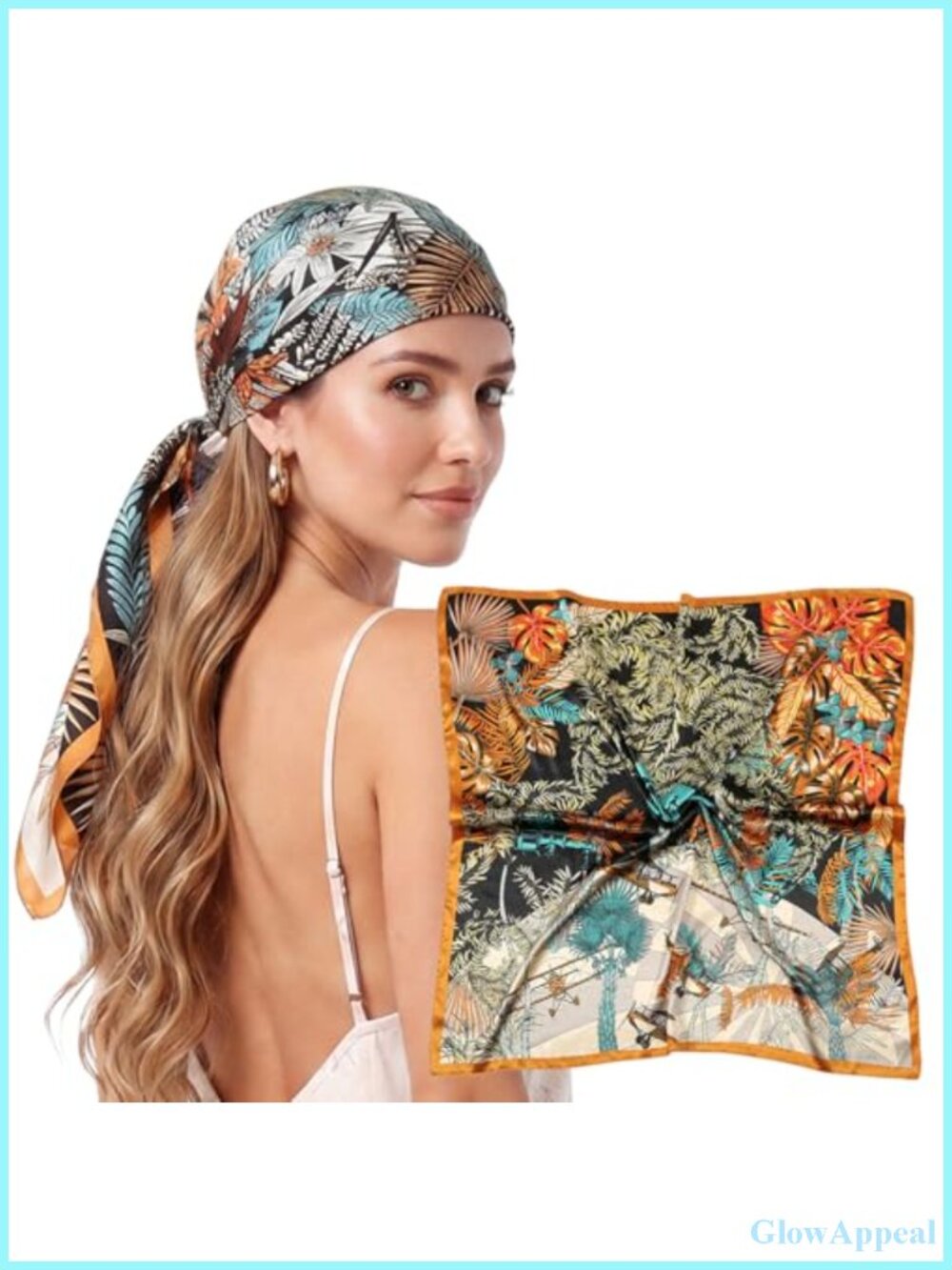 Silk-like Satin Square Head Scarf for Women, 35" Hair Wrap Bandana for Sleeping